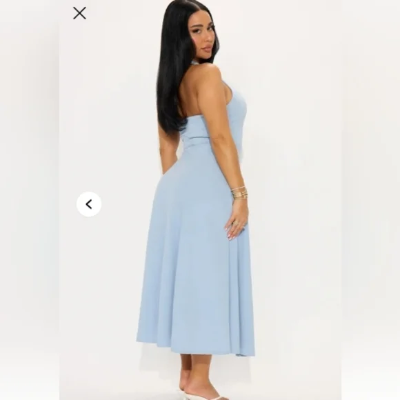 Fashion Nova Light Blue Halter Midi Dress - Picture 3 of 3